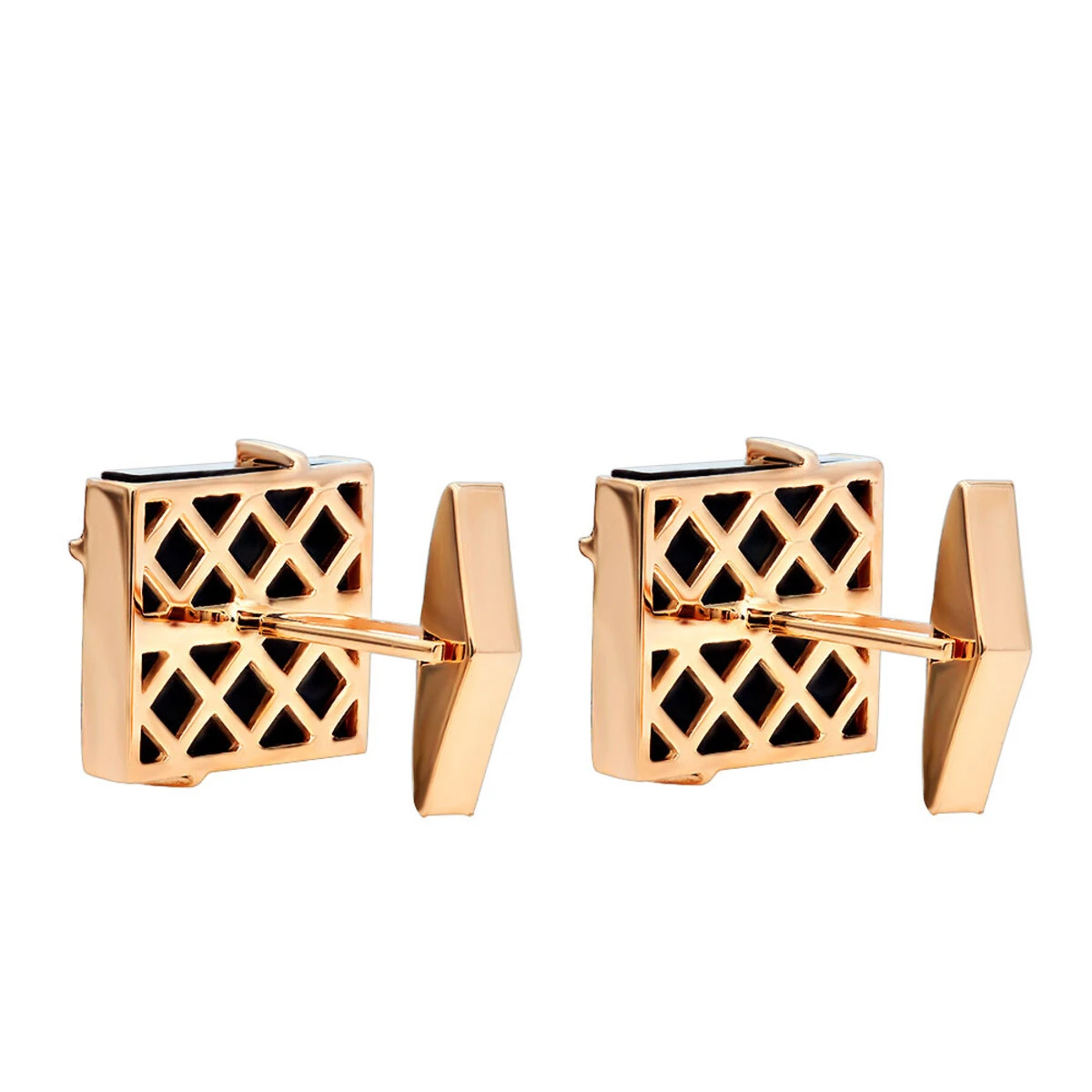 Black Onyx And Diamonds 14K Yellow Gold Men's Cufflinks 8 Black Onyx And Diamonds 14K Yellow Gold Men's Cufflinks - Image 6