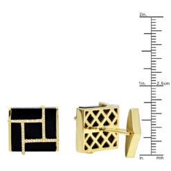 Black Onyx And Diamonds 14K Yellow Gold Men's Cufflinks 24 Black Onyx And Diamonds 14K Yellow Gold Men's Cufflinks -H'Hen Sale Store black onyx and diamonds 14k gold mens cufflinks rulerye