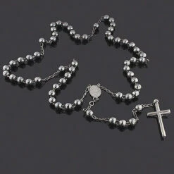 Black Sterling Silver Rosary Beads - Diamond Cut -H'Hen Sale Store black sterling silver rosary beads diamond cut p 41309back