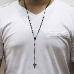 Black Sterling Silver Rosary Beads - Diamond Cut -H'Hen Sale Store black sterling silver rosary beads diamond cut p 41309bod