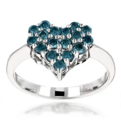 Blue Diamond Heart Ring 0.68ct 14K White Gold