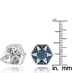 Blue Diamond Star Earrings 0.3ct Sterling Silver -H'Hen Sale Store blue diamond star earrings 035ct sterling silver p 46644 ruler