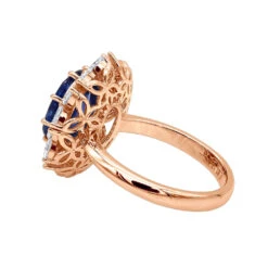 Blue Sapphire And Diamond Cocktail Ring For Women 18K White Gold 4.5ct -H'Hen Sale Store blue sapphire and diamond cocktail ring for women in 18k gold 45ct 803171 backro