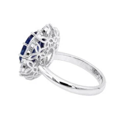 Blue Sapphire And Diamond Cocktail Ring For Women 18K White Gold 4.5ct -H'Hen Sale Store blue sapphire and diamond cocktail ring for women in 18k gold 45ct 803171 backwh