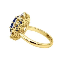 Blue Sapphire And Diamond Cocktail Ring For Women 18K White Gold 4.5ct -H'Hen Sale Store blue sapphire and diamond cocktail ring for women in 18k gold 45ct 803171 backye