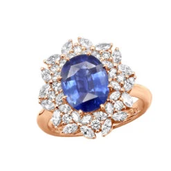 Blue Sapphire And Diamond Cocktail Ring For Women 18K White Gold 4.5ct -H'Hen Sale Store blue sapphire and diamond cocktail ring for women in 18k gold 45ct 803171 ro