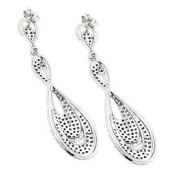 Blue Sapphire Diamond Ladies Infinity Earrings By Luxurman 4ct 14K White Gold -H'Hen Sale Store blue sapphire diamond ladies infinity earrings by luxurman 4ct 14k gold backwh