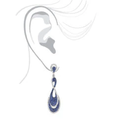 Blue Sapphire Diamond Ladies Infinity Earrings By Luxurman 4ct 14K White Gold -H'Hen Sale Store blue sapphire diamond ladies infinity earrings by luxurman 4ct 14k gold bodwh