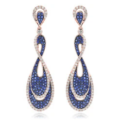 Blue Sapphire Diamond Ladies Infinity Earrings By Luxurman 4ct 14K White Gold -H'Hen Sale Store blue sapphire diamond ladies infinity earrings by luxurman 4ct 14k gold ro