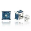Blue White Diamond Earrings Studs 0.61ct Sterling Silver