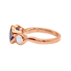 Unique Round Cut Tanzanite And Diamond Engagement Ring 18K White Gold -H'Hen Sale Store channel set round cut tanzanite and diamond engagement ring 18k gold backro