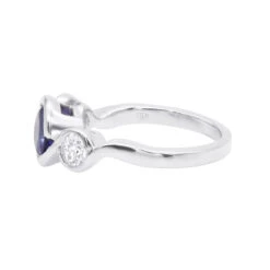 Unique Round Cut Tanzanite And Diamond Engagement Ring 18K White Gold -H'Hen Sale Store channel set round cut tanzanite and diamond engagement ring 18k gold backwh