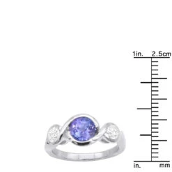 Unique Round Cut Tanzanite And Diamond Engagement Ring 18K White Gold -H'Hen Sale Store channel set round cut tanzanite and diamond engagement ring 18k gold rulerwh