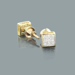 Pave Diamond 10K Yellow Gold Earrings 0.06CT