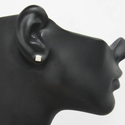 Pave Diamond 10K Yellow Gold Earrings 0.06CT 4 Pave Diamond 10K Yellow Gold Earrings 0.06CT - Image 2