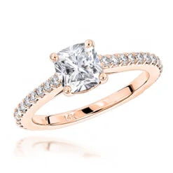 Classic 14K White Gold Cushion Diamond Engagement Ring By Luxurman 1.4ct G/VS 10 Classic 14K White Gold Cushion Diamond Engagement Ring By Luxurman 1.4ct G/VS -H'Hen Sale Store classic 14k gold cushion diamond engagement ring by luxurman 14ct gvs ro