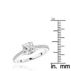 Classic 14K White Gold Cushion Diamond Engagement Ring By Luxurman 1.4ct G/VS 13 Classic 14K White Gold Cushion Diamond Engagement Ring By Luxurman 1.4ct G/VS -H'Hen Sale Store classic 14k gold cushion diamond engagement ring by luxurman 14ct gvs rulerwh