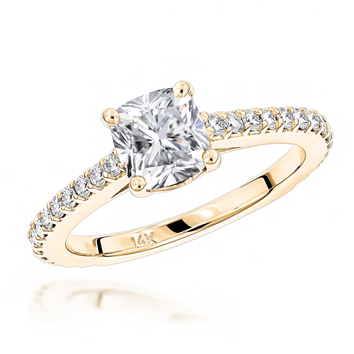 Classic 14K White Gold Cushion Diamond Engagement Ring By Luxurman 1.4ct G/VS 4 Classic 14K White Gold Cushion Diamond Engagement Ring By Luxurman 1.4ct G/VS - Image 2