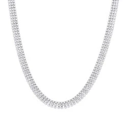 Hip Hop 3 Row Diamond Tennis Chain 14K White Gold Men's Necklace 30 Carats