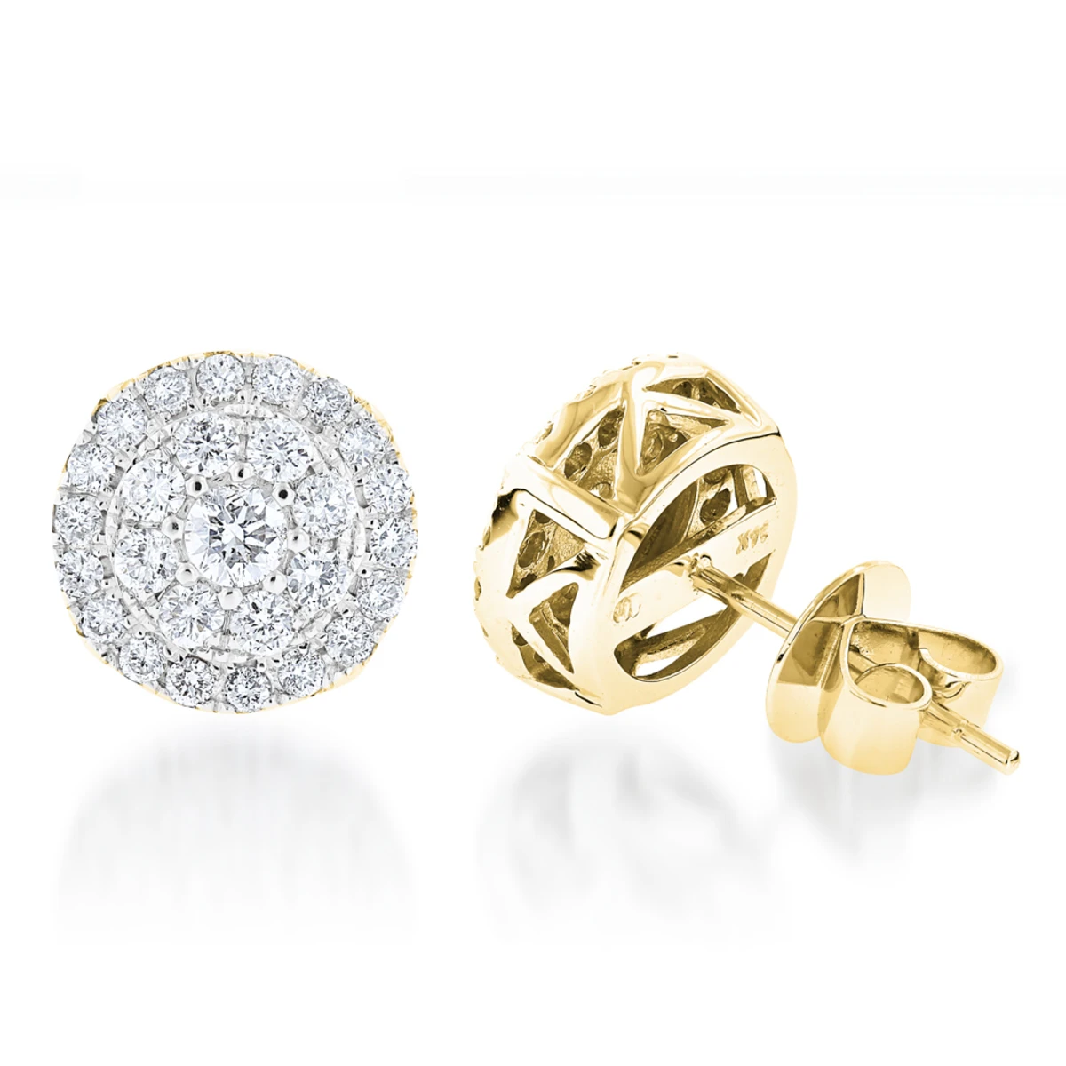 Cluster Diamond Earrings Studs G Color VS Clarity By Luxurman 1.5ct 4 Cluster Diamond Earrings Studs G Color VS Clarity By Luxurman 1.5ct - Image 2