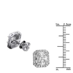 Cluster Diamond Stud Earrings For Men Women Emerald Shape 2 Carats 14K White Gold -H'Hen Sale Store cluster diamond stud earrings for men women emerald shape 2 carats 14k gold 803209 rulerwh