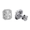 Cluster Diamond Stud Earrings For Men Women Emerald Shape 2 Carats 14K White Gold -H'Hen Sale Store cluster diamond stud earrings for men women emerald shape 2 carats 14k gold 803209 wh