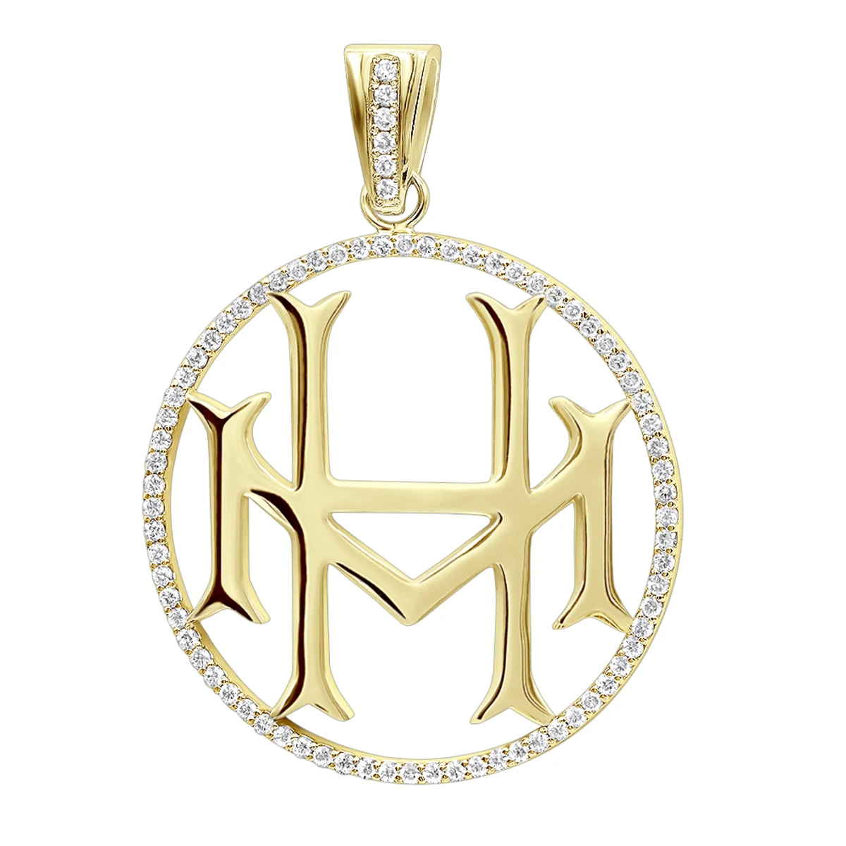 14K White Gold Round Diamond Initial Pendant For Men 1.75 4 14K White Gold Round Diamond Initial Pendant For Men 1.75 - Image 2