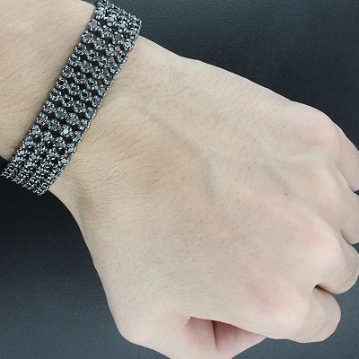 Custom Black Diamond Bracelet 4 Rows 10K Gold 11.00ct 5 Custom Black Diamond Bracelet 4 Rows 10K Gold 11.00ct - Image 3