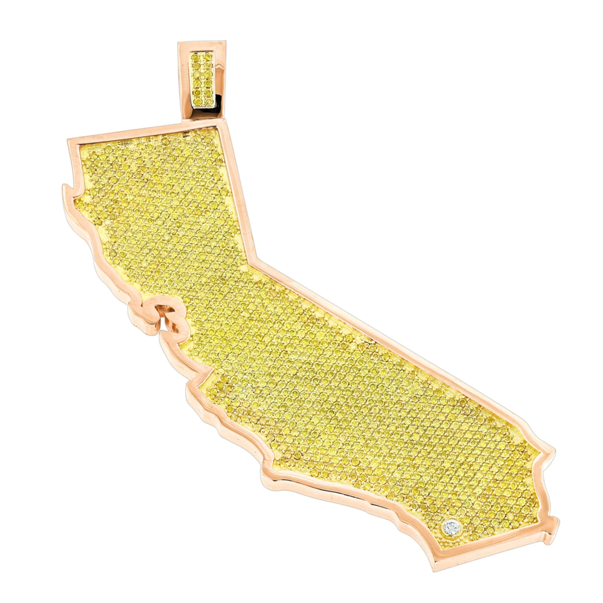 California State White Yellow Diamond Pendant 18.2ct 14K Yellow Gold 5 California State White Yellow Diamond Pendant 18.2ct 14K Yellow Gold - Image 3