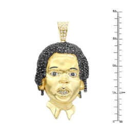 Custom Diamond Face Pendant For Men 14K Yellow Gold Custom Jewelry Design -H'Hen Sale Store custom diamond face pendant for men 14k gold custom jewelry design 001287 ruler yellow