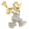 Diamond Popeye Pendant In Sterling Silver 4ct Gold Plated