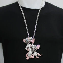 Diamond Pinky And The Brain Pendant 12ct 14K White Gold -H'Hen Sale Store custom hip hop jewelry diamond pinky and the brain pendant 1210ct 14k 3