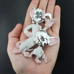 Diamond Pinky And The Brain Pendant 12ct 14K White Gold -H'Hen Sale Store custom hip hop jewelry diamond pinky and the brain pendant 1210ct 14k 4