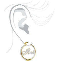 Custom Inside Out Diamond Hoop Earrings With Initials Nameplate 14K Yellow Gold -H'Hen Sale Store custom inside out diamond hoop earrings with initials nameplate 14k gold 100657 body yellow