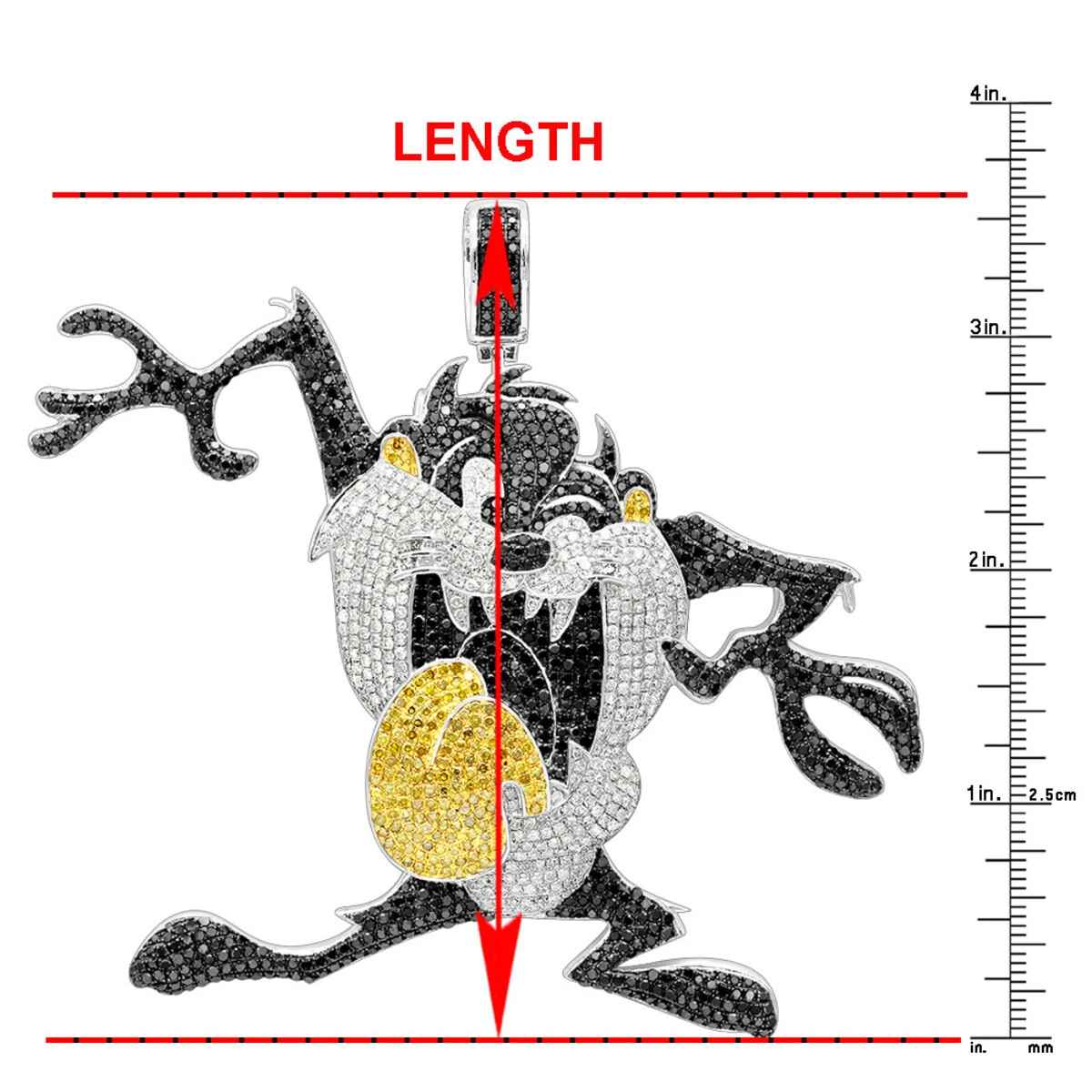 Custom 10K White Gold Taz Tasmanian Devil Diamond Pendant 12.95ct 10 Custom 10K White Gold Taz Tasmanian Devil Diamond Pendant 12.95ct - Image 8