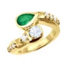 Custom 14K Yellow Gold Diamond Aquamarine Emerald Cocktail Ring For Women -H'Hen Sale Store custom jewelry 14k gold diamond emerald aquamarine cocktail ring for women 018283 yellow