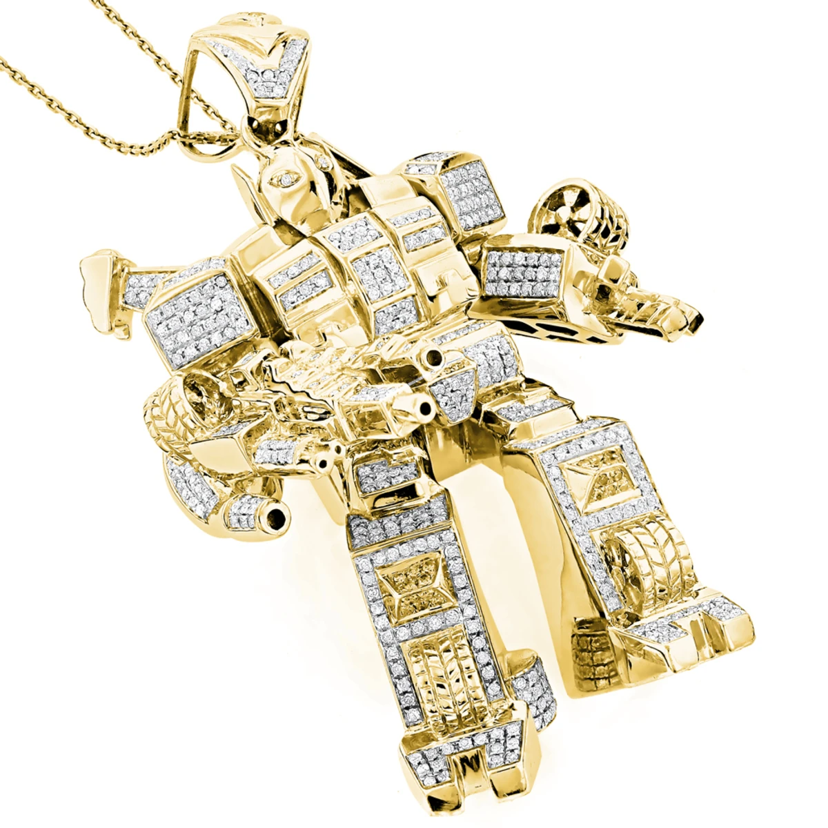 3-D Transformer Diamond Pendant 1.25ct Gold Plated 3 3-D Transformer Diamond Pendant 1.25ct Gold Plated