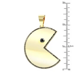 Large Diamond Pacman Pendant For Men 14K Yellow Gold 2 Carat -H'Hen Sale Store custom jewelry large diamond pacman pendant for men in 14k gold 2 carat rulerye