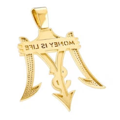 Money Is Life Diamond Pendant For Men 10K Yellow Gold 4ct -H'Hen Sale Store custom jewelry money is life diamond pendant for men 10k gold 4ct backye
