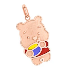 Winnie The Pooh With Honey Pot 18K Yellow Gold Enamel Bear Pendant -H'Hen Sale Store custom jewelry winnie the pooh with honey pot 18k gold enamel bear pendant ro