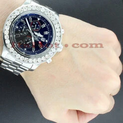 Large Men's Diamond Breitling Super Avenger Watch 12.50 -H'Hen Sale Store custom large diamond bezel breitling super avenger watch 1250 p 45783bod