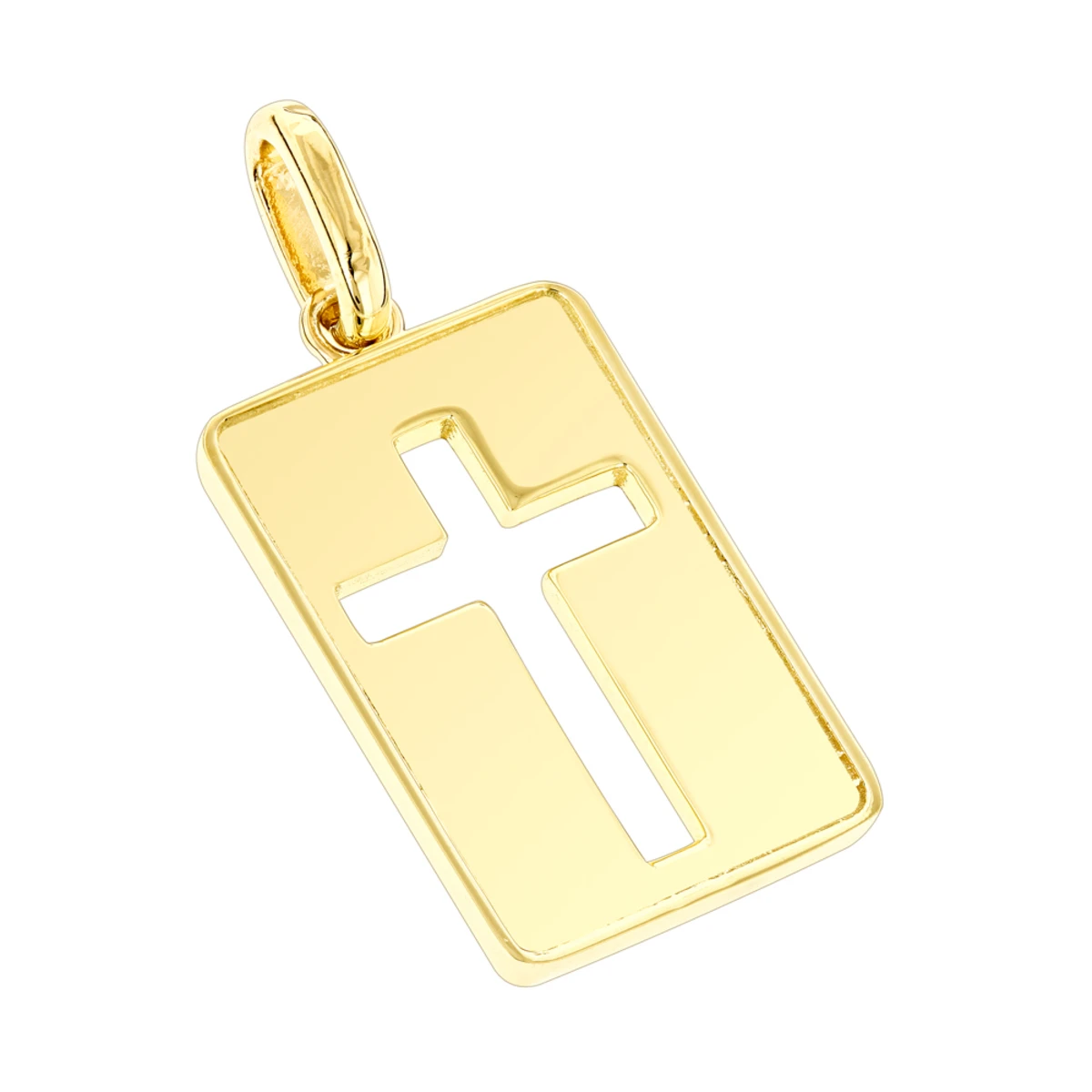 Custom Luccello 18K Yellow Gold Dog Tag Cross Pendant 3 Custom Luccello 18K Yellow Gold Dog Tag Cross Pendant