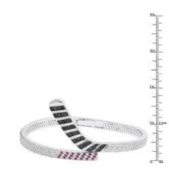 Custom Made 14K White Gold Hockey Stick Rubies White Black Diamond Bangle Bracelet -H'Hen Sale Store custom made 14k gold hockey stick rubies white black diamond bangle bracelet 100033 rulerwh