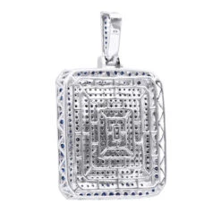 Unique Large 8 Carat Blue Diamonds 14K White Gold Dog Tag Pendant For Men -H'Hen Sale Store custom made 14k gold large 8 carat blue diamonds dog tag pendant for men back white 1 20220222 20220227