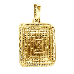 Unique Large 8 Carat Blue Diamonds 14K White Gold Dog Tag Pendant For Men -H'Hen Sale Store custom made 14k gold large 8 carat blue diamonds dog tag pendant for men back yellow 1 20220222 20220227