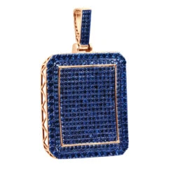 Unique Large 8 Carat Blue Diamonds 14K White Gold Dog Tag Pendant For Men -H'Hen Sale Store custom made 14k gold large 8 carat blue diamonds dog tag pendant for men rose 1 20220222 20220227