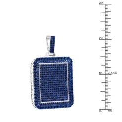 Unique Large 8 Carat Blue Diamonds 14K White Gold Dog Tag Pendant For Men -H'Hen Sale Store custom made 14k gold large 8 carat blue diamonds dog tag pendant for men ruler white 20220227