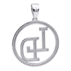 5 Carat Diamond Initials Pendant For Men & Women 10K White Gold -H'Hen Sale Store custom made diamond initial pendant for men women solid 10k gold 5 carat 100642 back white