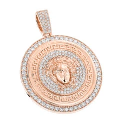 Men's Diamond Versace Style Medusa Pendant Medallion 18K Yellow Gold 7ct -H'Hen Sale Store custom made diamond versace style medusa pendant medallion 18k gold 6ct ro