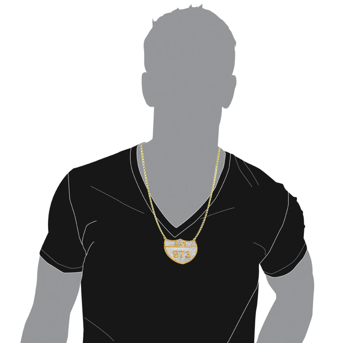 Sterling Silver White Yellow Diamond Pendant For Men 5 Sterling Silver White Yellow Diamond Pendant For Men - Image 3